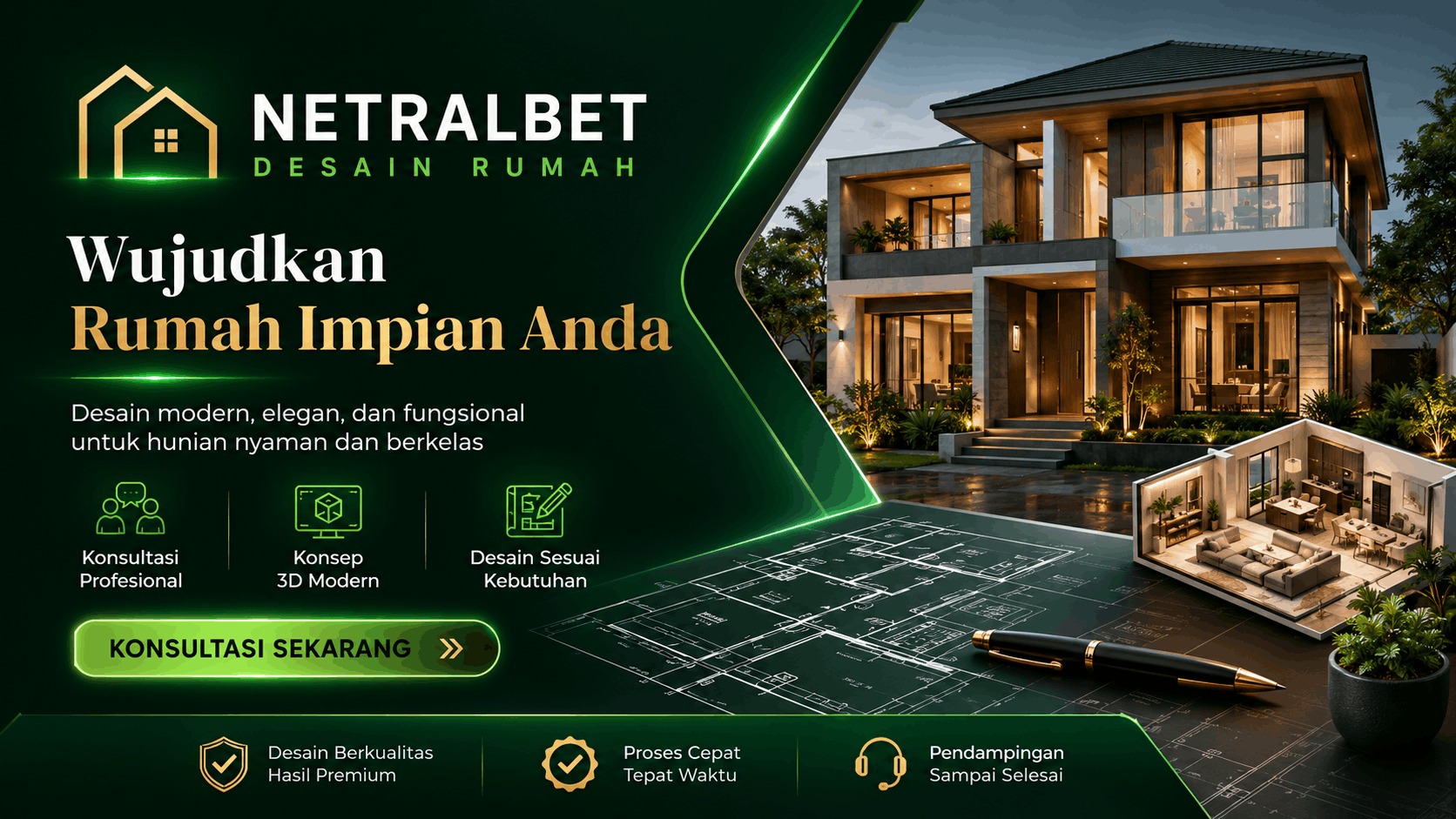 Banner jasa desain rumah modern NETRALBET